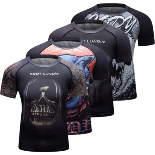Cody Lundin 2021 New Summer Short Sleeve Rashguard Digital Print Pattern Custom Your Logo Skulls Tops