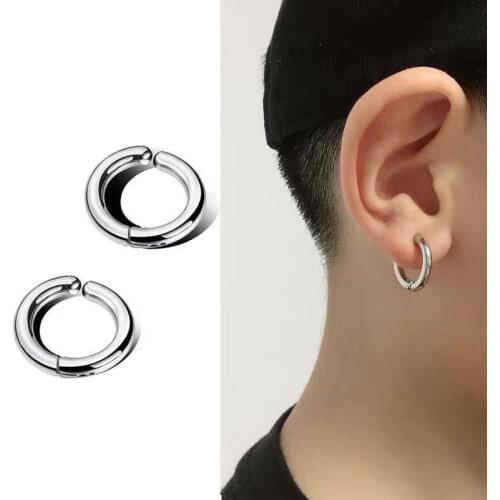 2021 New Metal Style Titanium Steel Ear Clip Black Simple Mens Ear Clips 10-14cm Eardrop Ear Stud Earrings Jewelry Wholesale