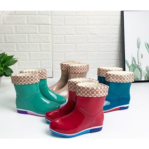 Solid Color Waterproof Rainboots Women Soft Garden Shoes Female Girls Rural Boots Winter And Summer Low Tube Tough Bottom