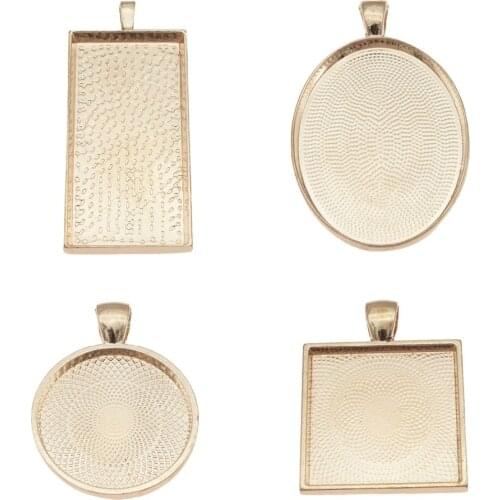 5pcs Mix Designs Rose style Necklace Pendant Setting Cabochon Cameo Base Tray Bezel Blank Fit Cabochons Diy Jewelry Accessories