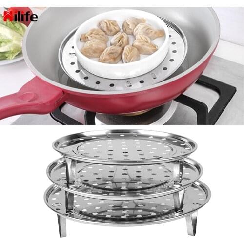 Dumpling Tray Steamer Shelf Steaming Stand Round Steamer Rack for Food Steaming Baking Roasting Three Legged Cooking Tool