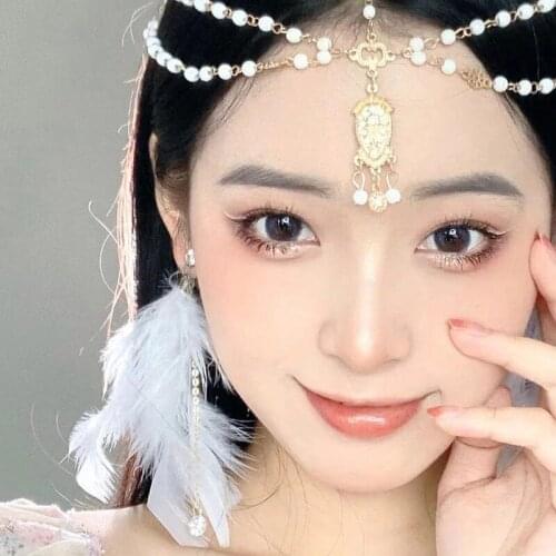 European and American exaggerated white feather earring fairy temperament earrings female tassel long earrings headdress Bohemia