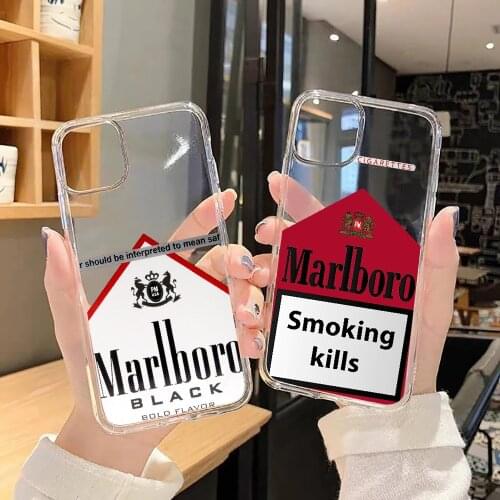 Cigarette Marlboros Smoke Phone Case Transparent For Xiaomi Redmi Note 7 7A 8 8T 9 9A 9S 10 K30 Pro Ultra transparent silicone