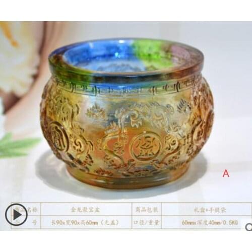 Glass crafts tea pot lucky storage box, cornucopia, living room decoration