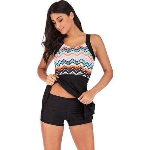 Plus Size Women Two-Piece Suits Tankini Bathing Suit Beachwear Female Padded Swimsuits Tankini Suit Striped Swimwear S~5XL