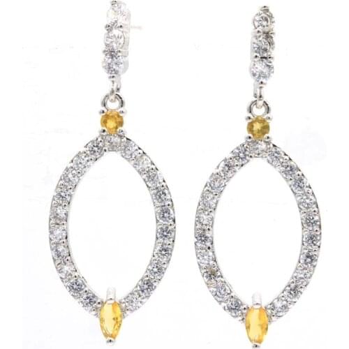 33x12mm Lovely Cute Created London Blue Topaz Bright Zircon For Girls Daily Wear Silver Earrings Wholesale Drop Shipping