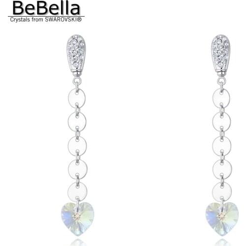 BeBella crystal heart pendant dangler earrings made with Crystals from Swarovski women bride wedding jewelry