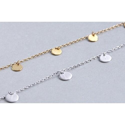 Round choker Necklace link Chain party Small Circle Charm for Women Rose Gold Fashion 925-sterling-silver Jewelry gift