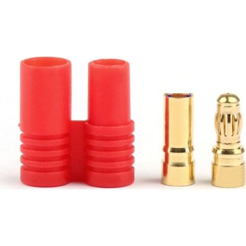 1/4set Gold Plated Banana Plug HXT 4mm Banana Plugs with Red Housing for RC Connector Socket AM-1009C