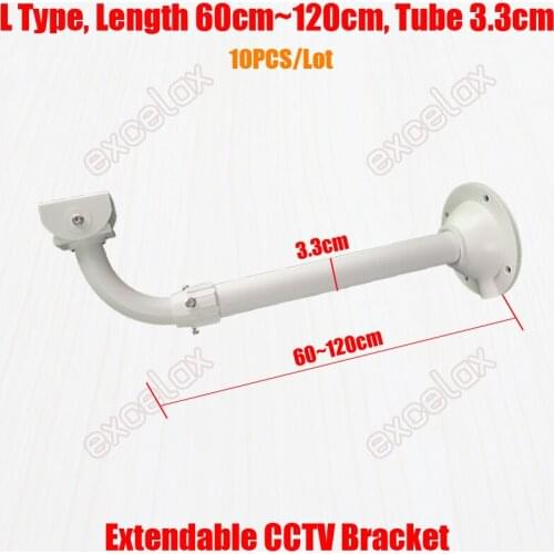 10PCS/Lot L Type 60-120cm Length Extendable Adjustable Aluminum Alloy Wall Mount Security CCTV Camera Housing Bracket Support