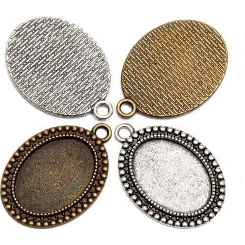 10pcs Antique Bronze Cameo Cabochon 18x25mm Base Oval Pendant Blanks Setting Diy Cabochon Settings jewelry accessories B