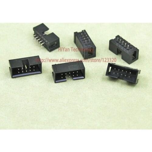 100pcs/lot) DC3 10P 2x5P Male Box Header PCB IDC Socket
