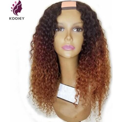 1B 30 Ombre Colored Glueless Curly U Part Human Hair Wigs For Women Remy Malaysian Middle Part 2*4'' U Opening Shaped Wigs