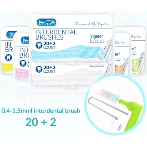 22PCS Dental Floss Interdental Brush 0.4mm-1.5mm L Shaped Interdental Brush Cleaner Orthodontic Wire Brush Toothbrush Toothpick