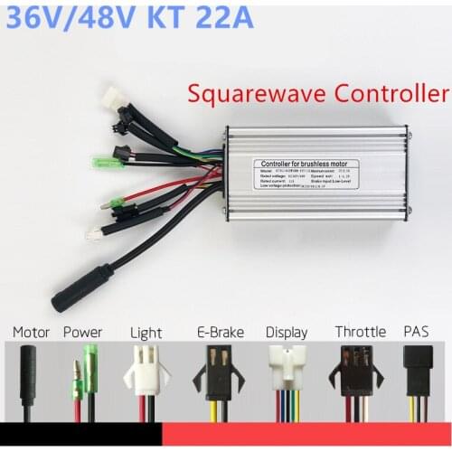 36/48V KT-22A SM Connector with Double Head Light Line Square wave Brushless Controller 9 tube for E-bike 36V 48V Bafang Motor
