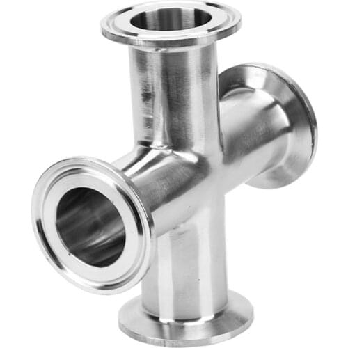 4-Way Cross Stainless Steel SS304 Pipe Fitting Four-Way Tri Clamp fit Pipe OD 19/25/32/38mm Sanitary Ferrule OD 50.5mm