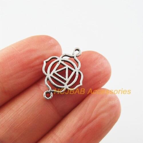 40 New Heart Flower Charms Tibetan Silver Color Yoga Connectors 14.5x20mm