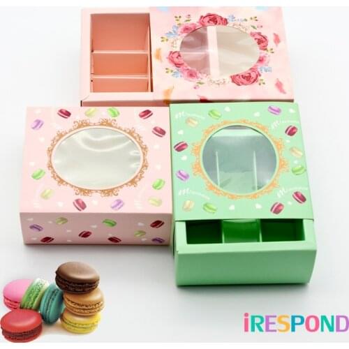 50PCS 12x11x5cm Macaron Packing Box Transparent Window Macaron Packaging Macaron Gift Packaging Box Candy Pastry Party Favors