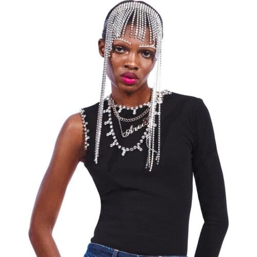 VCU Shining Bridal Headwear Crystal Multi Strand Head Chain Long Tassel Rhinestone Hair Chain Headband Hair Accessories