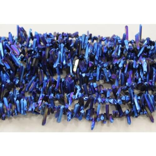 Blue Mystic Titanium Crystal Point Pendants Finished Crystal Pillar Tusk Shape Rock Crystal Pendant Beads