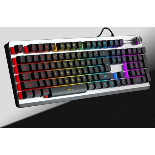 K002 Gaming Keyboard RGB Lights Backlight ABS 104 Keys Mechanical Wired PC Keyboard Notebook Gaming Film Keyboard for Gamers