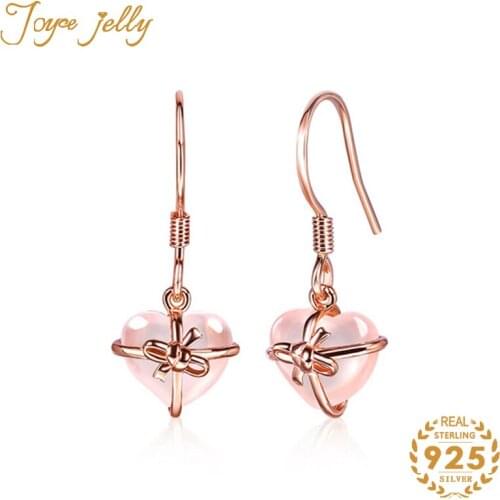 JoyceJelly Women Earrings 925 Sterling Silver Women Wedding Jewelry Heart and Bowknot Design Crystal Fashion Gifts Wholesale