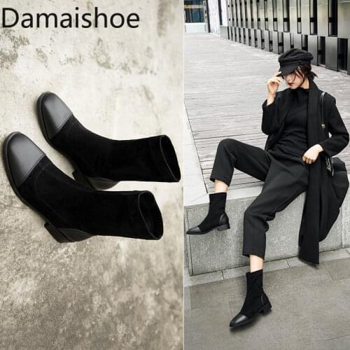 Short Boots 2021 Autumn and Winter New Womens Shoes Fashionable Spring Boots Flat Martin Socks Shoes All-Matching Stretch Boots