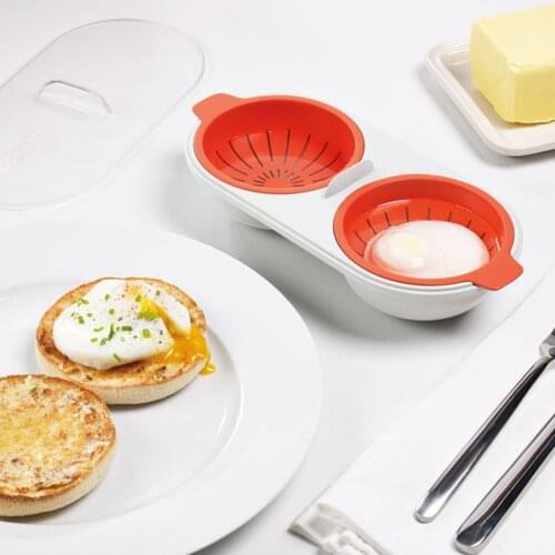 Egg Boiler Kitchen Steamed Egg Set Microwave Egg Poacher Food Grade Cookware Double Cup Microwave Ovens Cooking Tools