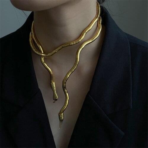 2021 New Punk Hip Hop Metal Adjustable Gold Silver Color Snake Multi-Function Necklace Metal Women Girls Party Popular Jewelry