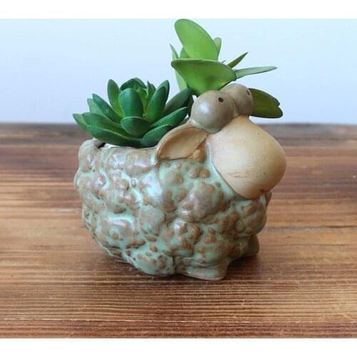 Kiln Glaze Plants Holder Fairy Garden Decoration Flower Pots Cute Animal Ceramics Figurines Succulent Flowerpots Desk Decor Gift