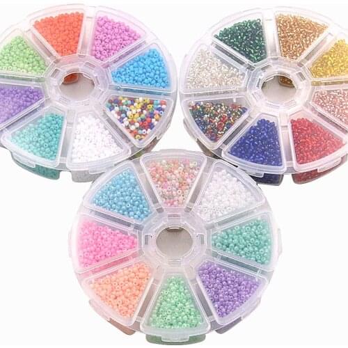 1Box 3 Styles 8 Color 2mm Czech Glass Seed Beads Belt Set Charm Seedbeads Rondell Spacer For DIY Jewelry Earring Necklace Making