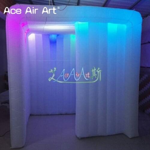 Durable led inflatable cube tent portable unique inflatable photo booth cabin for advertising and promotion for Poland