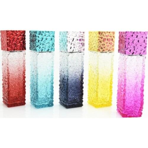 Mist Atomizer 50 ML Cosmetic Refillable Container Colorful Glass Spray Pump Bottle Water Cube Display Empty Perfume Bottle 10pcs