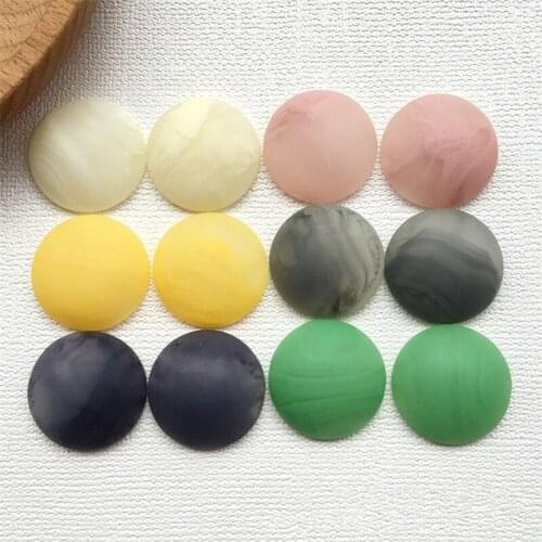 Retro style 50pcs/lot 20mm color matte ink print geometry semicircle shape resin beads diy jewelry earring/garment accessory