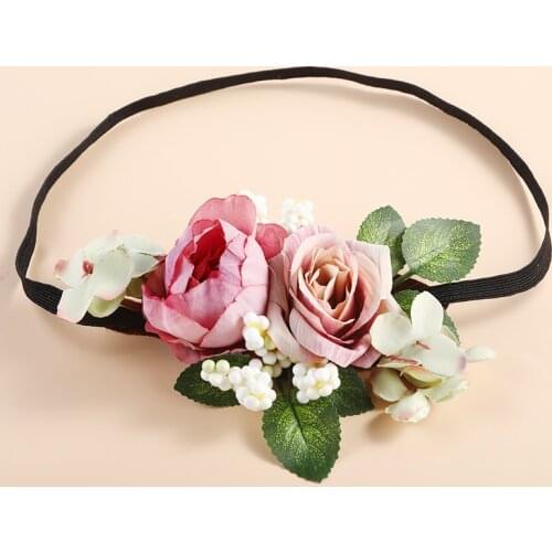 Romantic Flower Crown Elastic Floral Hairband Head Wreath Photo Props Women Girl Hawaiian Travel Beach Decorate Hair Accessories