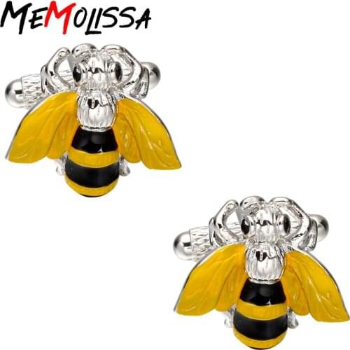 MeMolissa Luxury shirt cufflinks for mens gifts Brand cuff buttons honeybee cuff links High Quality abotoaduras Jewelry