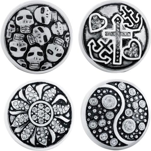 SH213 HOT skull cross sun yin and yang OM 18mm Metal Snap Button high quality