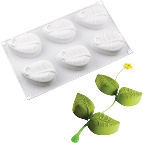 6 Hole Leaves Shape Cake Silicone Mold DIY 3D Leaf Bread Chocolate Dessert Brownies Baking Mould