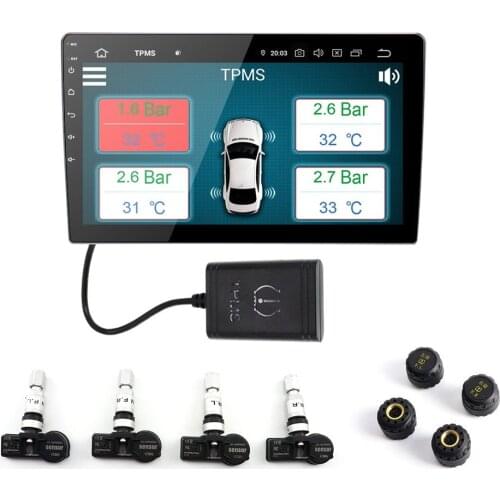 TPMS for Android CAR DVD Player GPS Navigation Car Tire Pressure Monitoring System with 4 Internal Tyre Sensors USB Interface