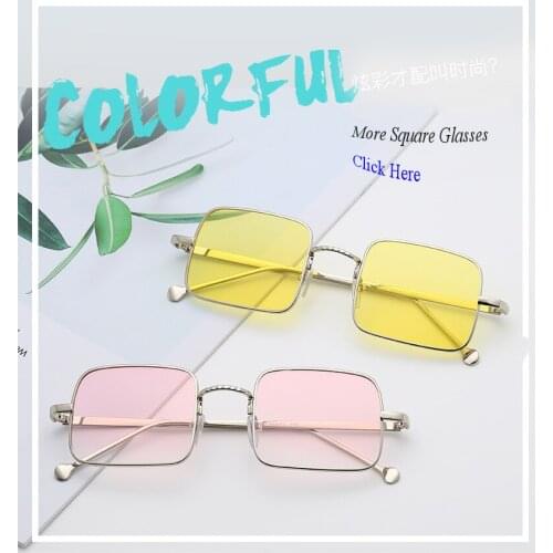 Stylish Gradient Small Square Metal Sunglasses Men Women UV400 Clear Lens Glasses