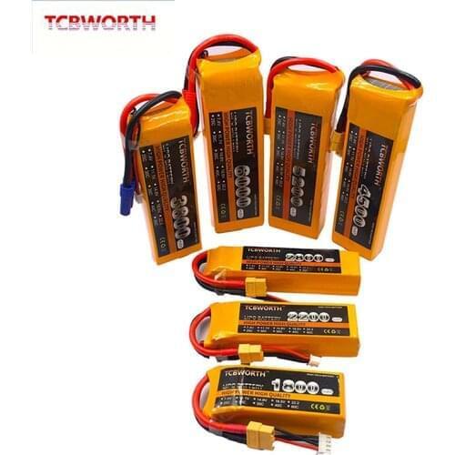 TCBWORTH 3S RC Toy LiPo Battery 11.1V 2200 2600 3000 3300 3800 4200 5200 6000Ah 35C For RC Airplane Drone Helicopter Car Boat