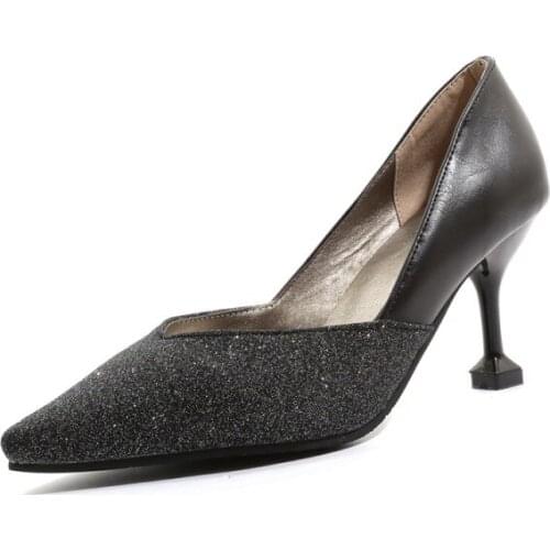 Big Size Pointed Sequin stiletto ladies high heels women shoes woman pumps