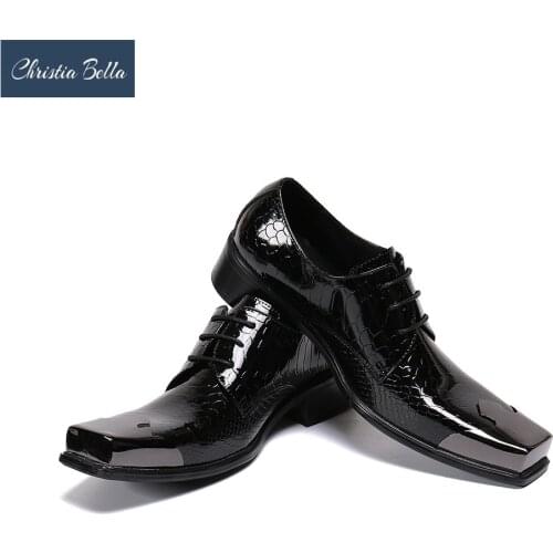 Christia Bella Mens Italian Handmade Dress Shoes Leather Church Shoes Burgundy Black Oxfords Cap Toe Social Gents Suit Shoes