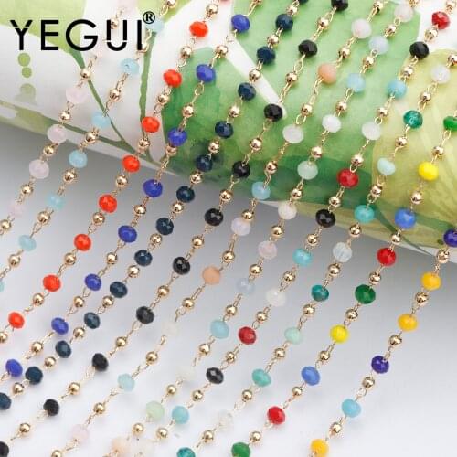 YEGUI C128,jewelry accessories,beads chain,18k gold plated,0.3 microns,hand made,diy bracelet necklace,jewelry making,1m/lot