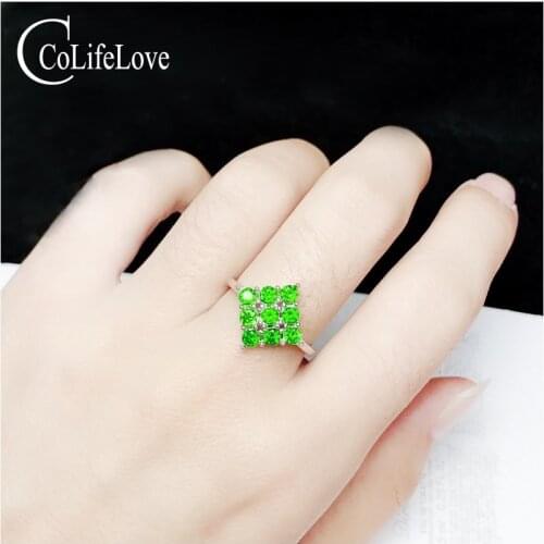 CoLife Jewelry 925 silver diopside ring natural chrome 9 pieces natural chrome diopside free jewelry box birthday gift for girl