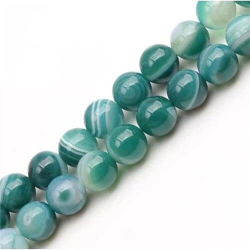 Green Stripe Agate Spacer Beads Natural Round Loose Bead Pick Size 4 6 8 10 Mmm for Jewelry Making