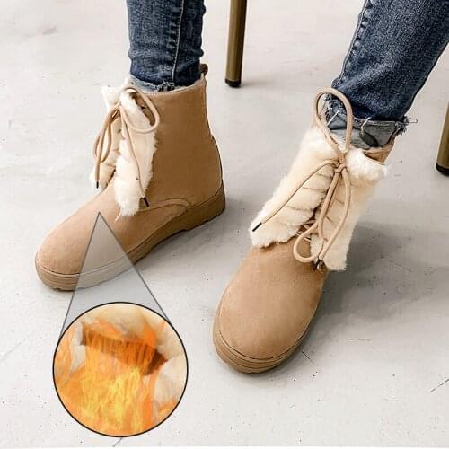 Plus Size 34-50 Martin Boots Shoes Woman Warm Plush 2020 Winter New Female Shoes Casual Snow Boots High Top Height Increasing