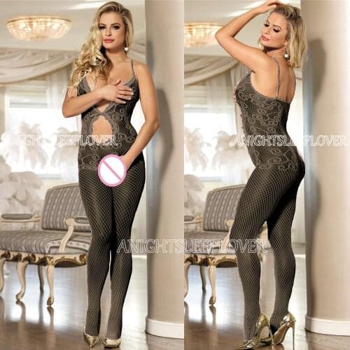Sexy Lingerie Bodysuit Underwear Bodystockings Women Fishnet Open Crotch catsuit Erotic Sleepwear Crotchless Teddies