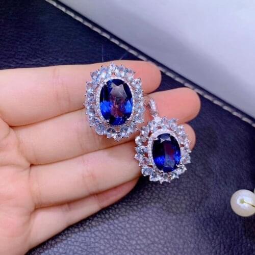 925 sterling silver SAPPHIRE jewelry wedding rings for couples 925 sterling silver jewlery sets rings for women10x14mm