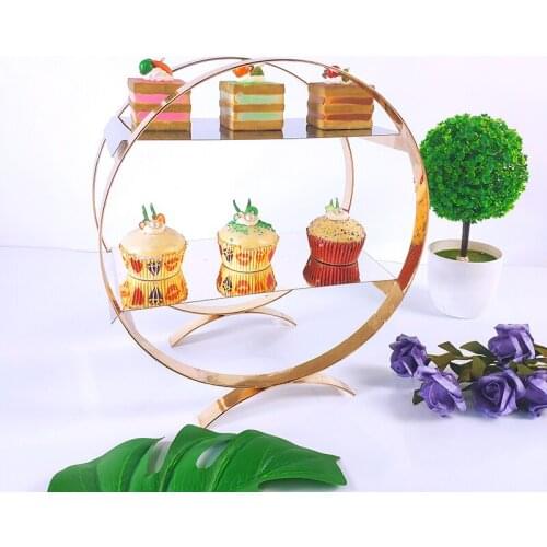 1pcMetal wedding cake stand decoration party mirror tray metal dessert decoration cupcake stand